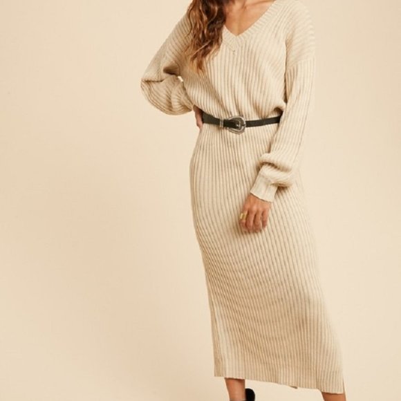 Oatmeal Sweater Dress - Picture 1 of 5